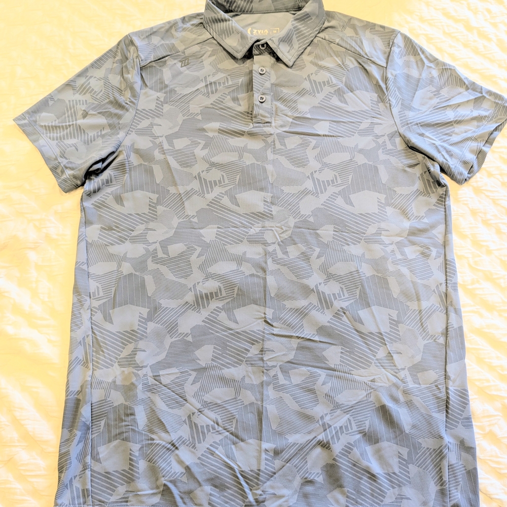 ZYIA Men's Light Gray Camouflage Polo Golf
